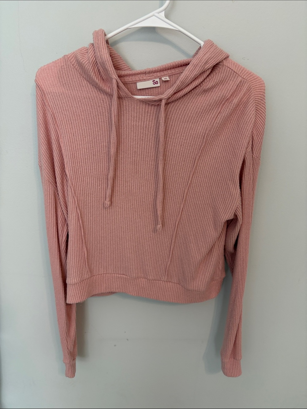 SO Ribbed Hooded Sweater - Blush Pink